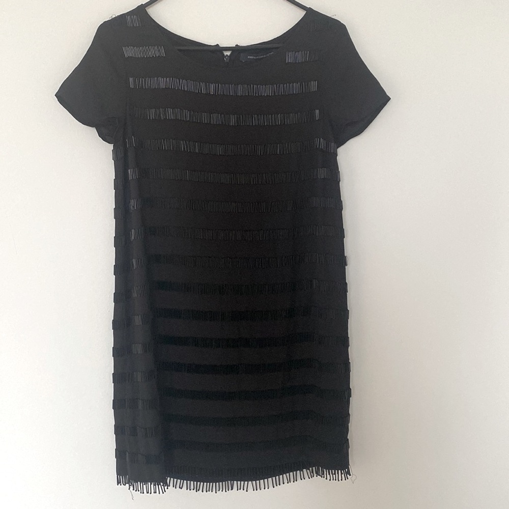 NEW French Connection black beaded cocktail dress. Short sleeves. Size 6